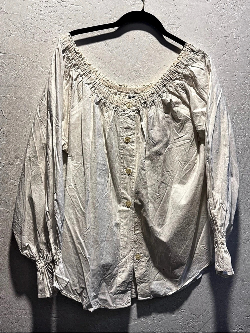 NWT Sundance Smocked Neck Blouse RENAISSANCE Wren Top White Small